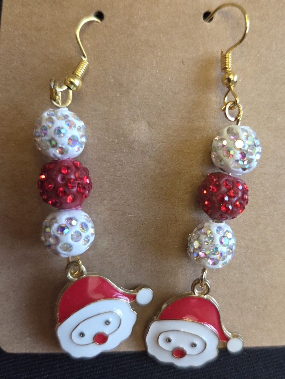 Red Santa Drop Earrings - Holiday Dangle Earrings